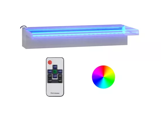 Déversoir pour cascade avec LED RVB Inox 45cm