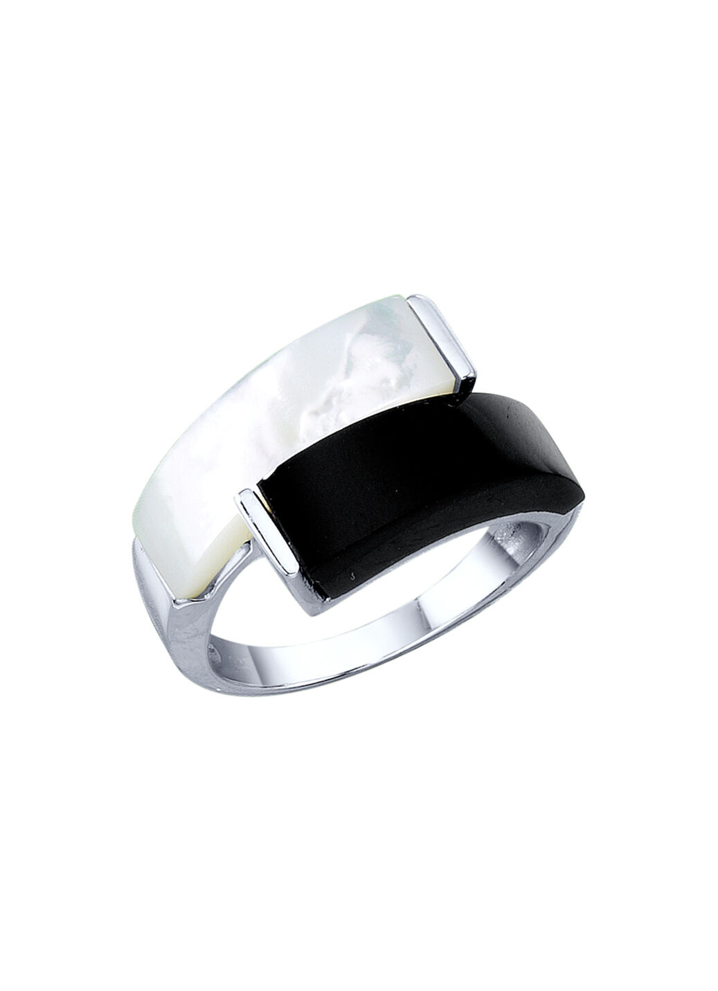 Damenring mit echt Onyx und echt Perlmutt