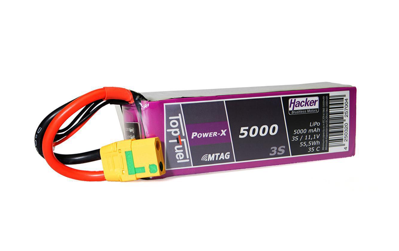 RC-Akku LiPo 5000 mAh 11.1 V 35C TopFuel Power-X MTAG3S LiPo-Akku für Flugmodelle
