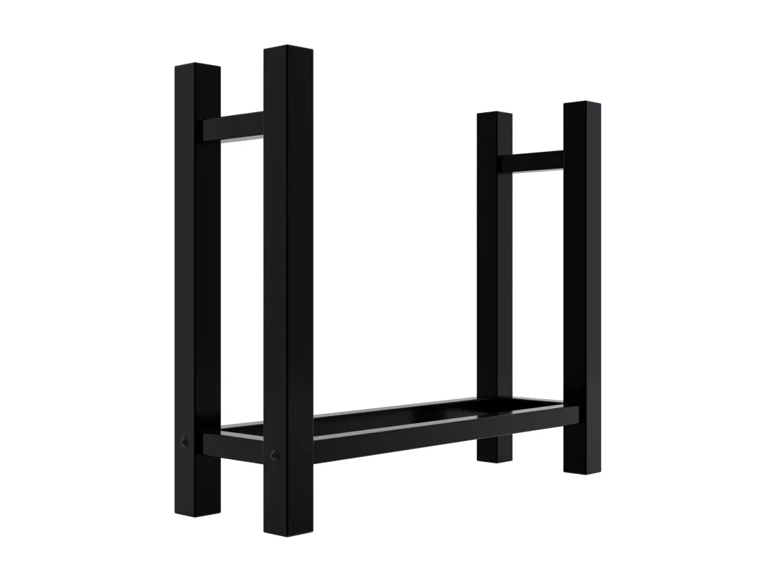 Etagère bois de cheminée - Métal - 30x80x80 cm - Noir - Medya