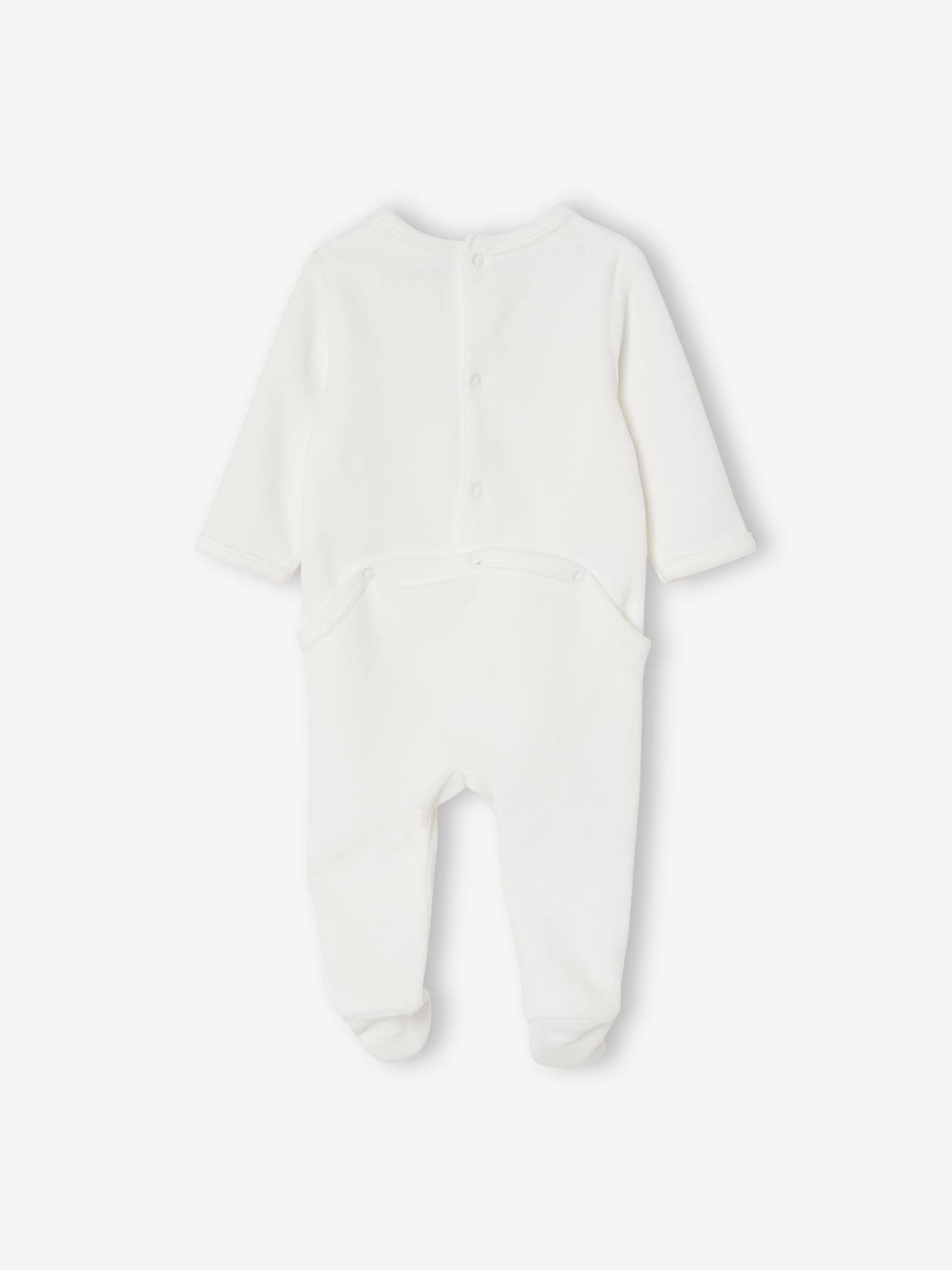 Conjunto de 3 pijamas de veludo com abertura nas costas, para bebê, rosa escuro, bicolor/multicolorido