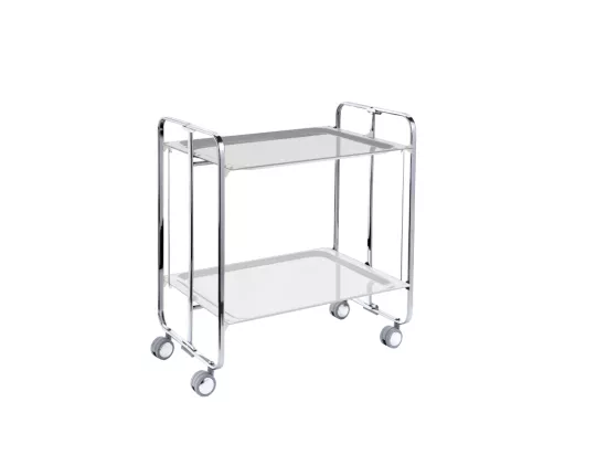 Table roulante pliante BAUHAUS, 2plateaux, châssis chromé