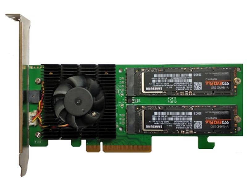 Highpoint RAID-Controller SSD7202 2x M.2 NVMEx4v3, PCI-Ex8 Highpoint SSD7202 Low-Profile bootfähiger NVMe-RAID-Controller