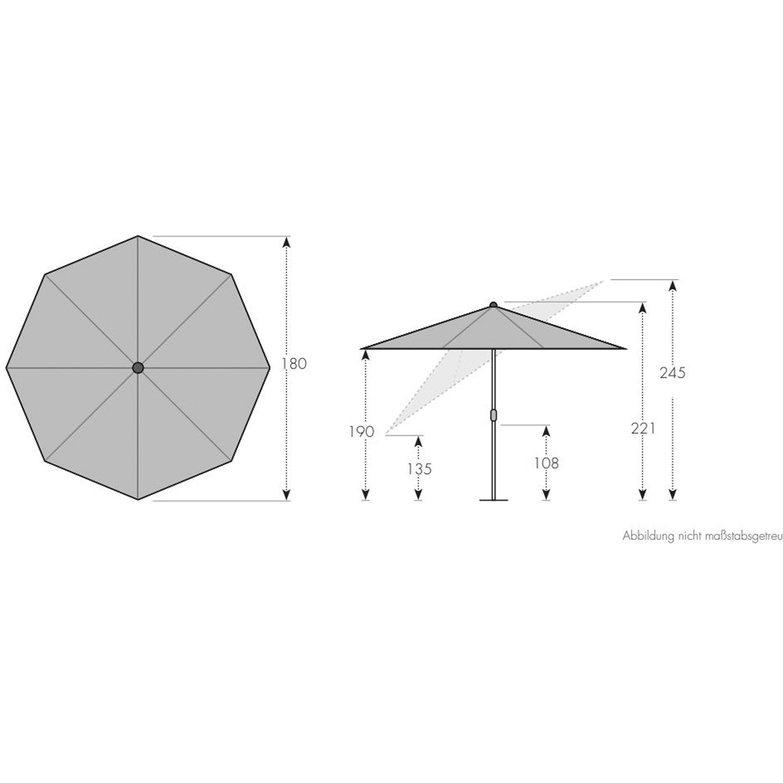 Sonnenschirm Kiwi 180 cm grün