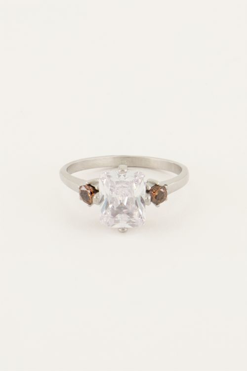 Vintage statement ring transparant kristal