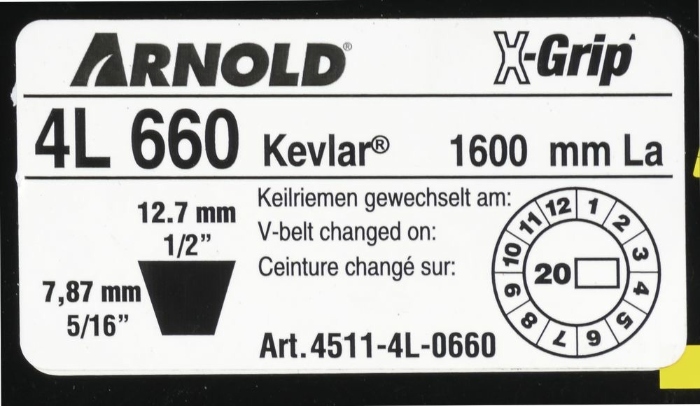 Courroie trapézoïdale x-grip v de type 4l660