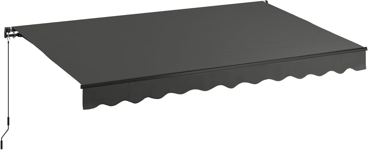 STEELSØN Kestria Markise für Balkon/Dachterrasse/Garten 400x250 cm – Gelenkarmmarkise Blickdicht & wetterfest – Außenrollo mit Kurbel aus Kunststoffgewebe – Sonnenmarkise mit Wandhalterung Anthrazit