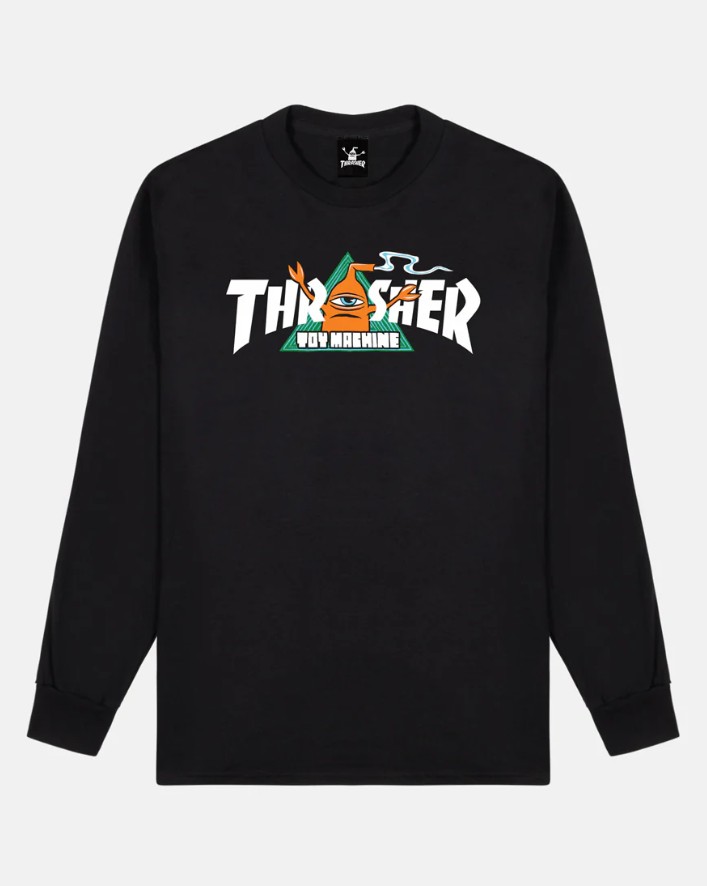 Thrasher T-Shirt Toy Machine Vortex LS Black