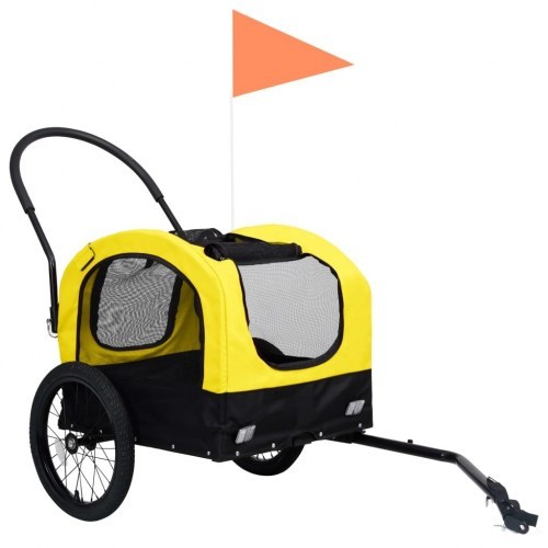 Reboque amarelo para bicicletas para animais de estimação