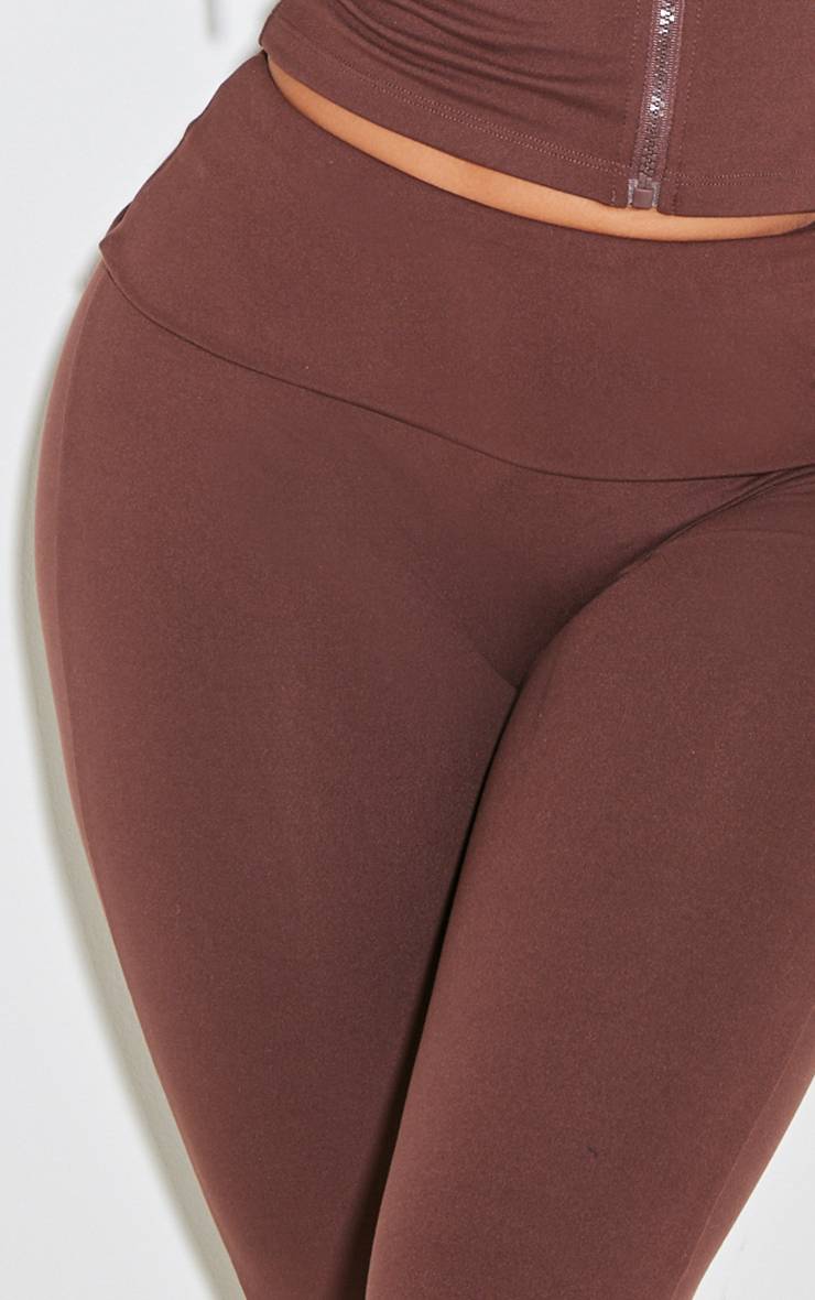 Marron Pantalon Évasé Taille Haute Sculptant À Rabat Shape Stretch