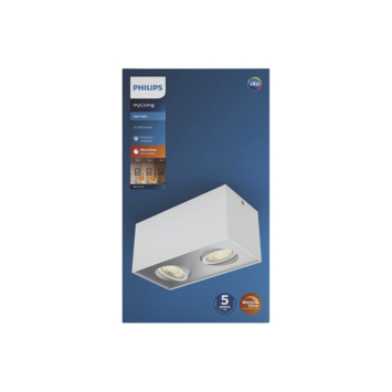 Philips Opbouwspot MyLiving Box LED Wit 2 x 4.5W