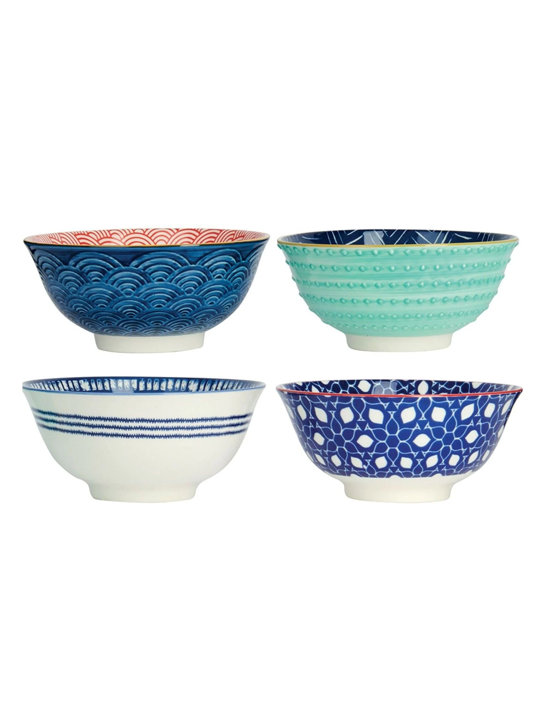 Kitchencraft Set of 4 Patterned Ceramic Cereal Bowls