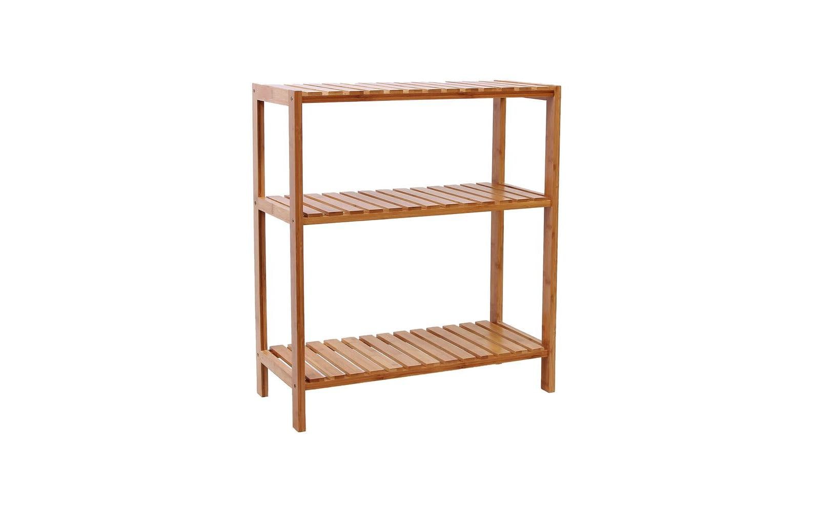 Regal 60 x 66 cm, BraunBambusregal mit 3 Ablagen