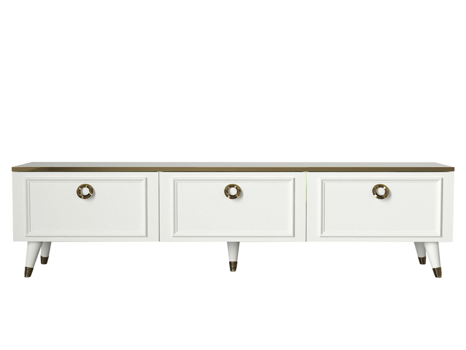 TV-Lowboard - weiß - goldfarbene Griffe - 180 cm