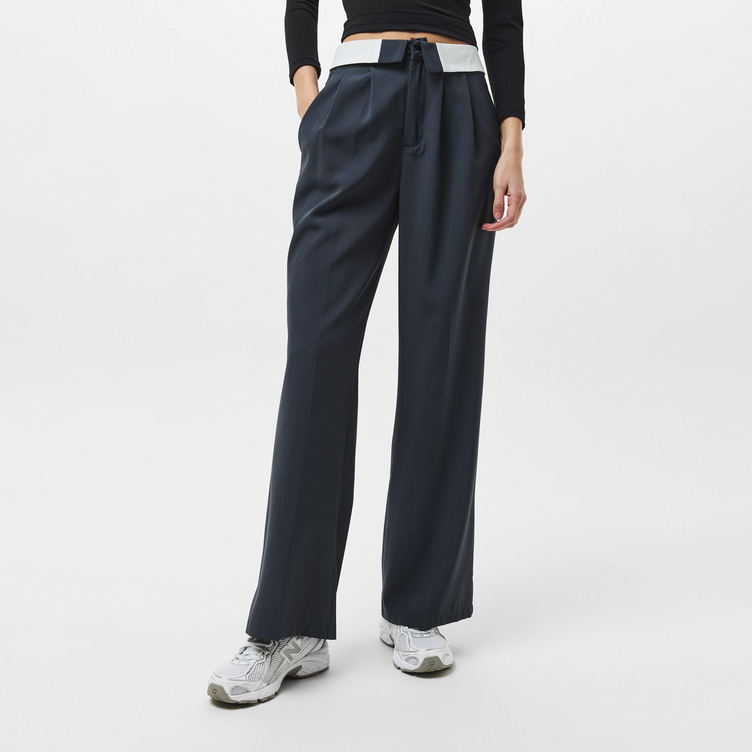 Missy Empire Satin Fold Over Waist Wide Leg Trousers