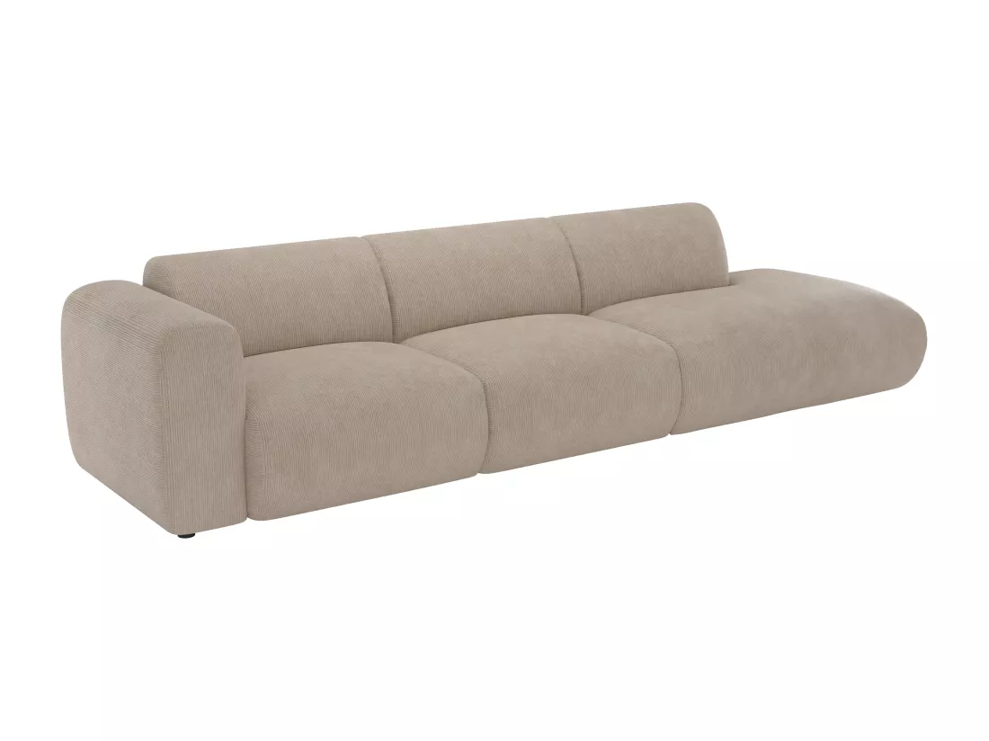 Grand canapé 5 places accoudoir gauche en tissu texturé beige POGNI de Maison Céphy