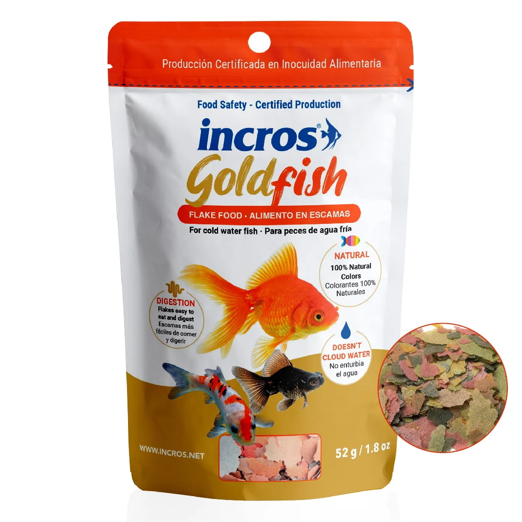 Ração em flocos GOLDFISH INCROS COM CORANTES NATURAIS GOLDFISH 20GR - 80ML