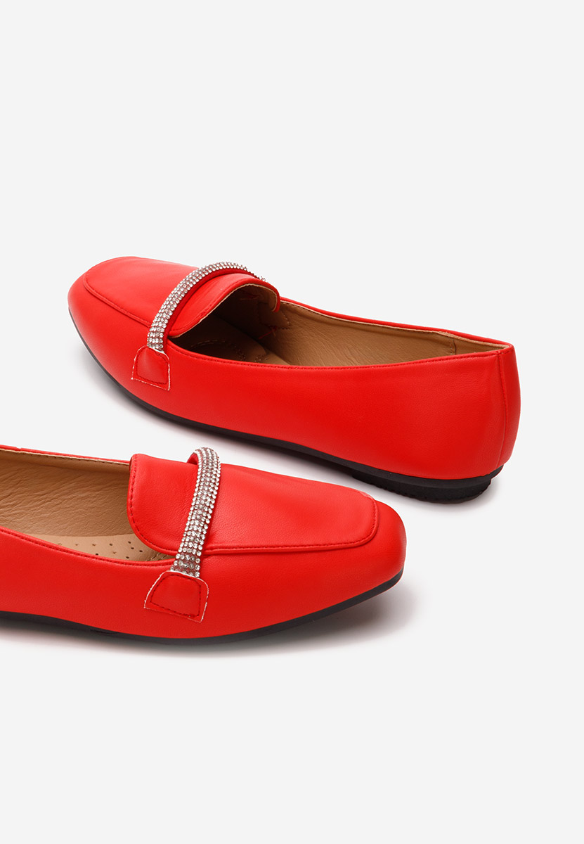 Mocassins élégants femme rouges Carre