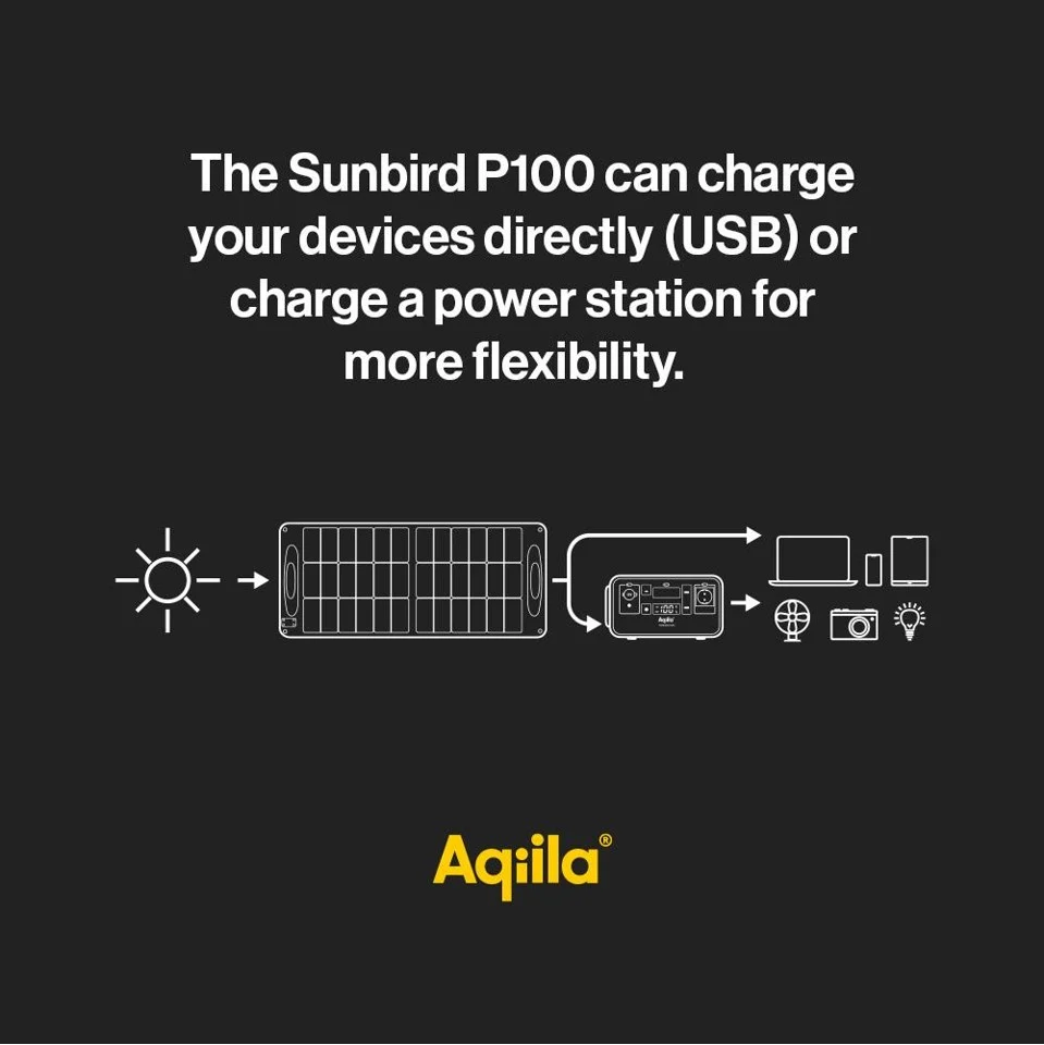 Aqiila - Sunbird P100 - Foldbart solpanel, 100W