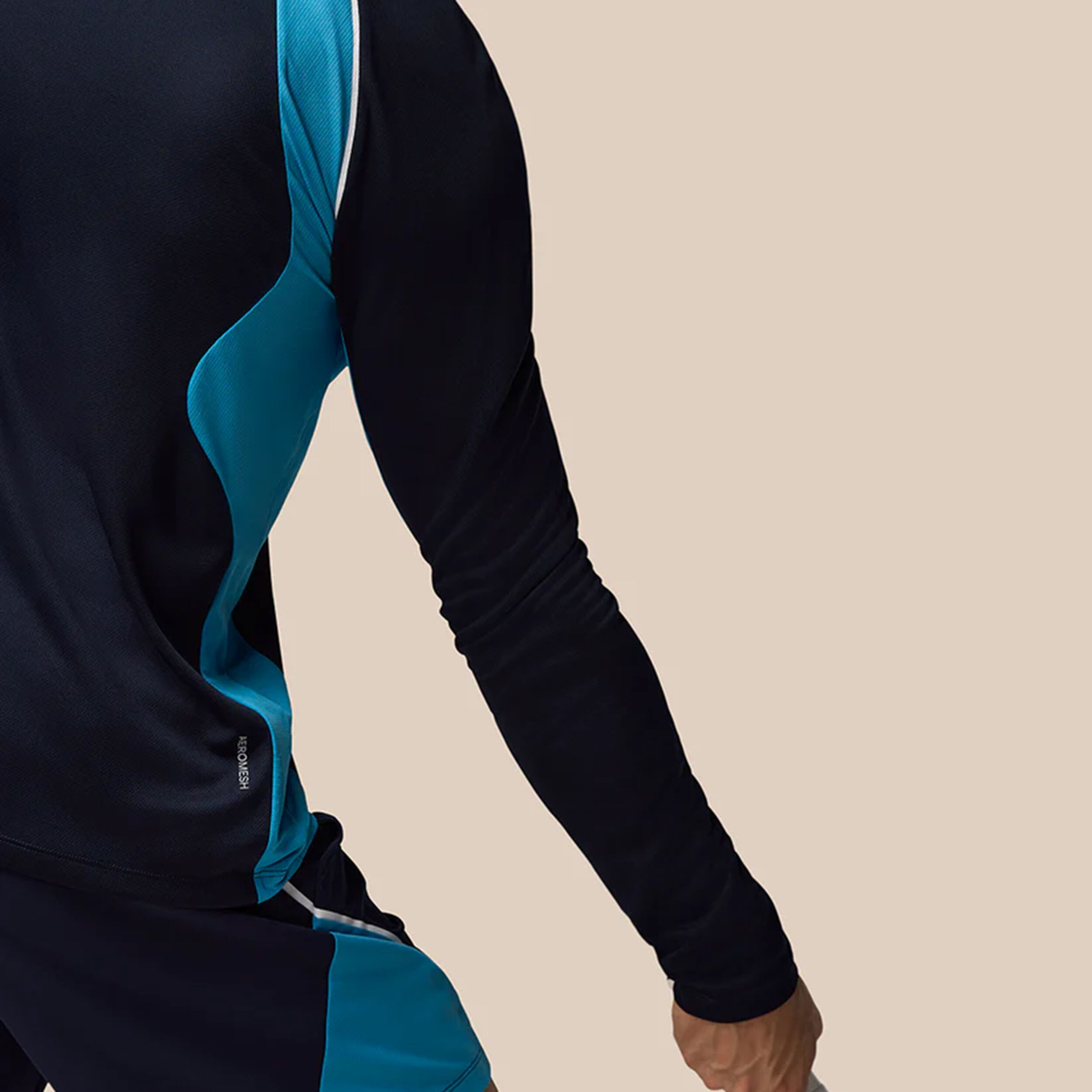 Castore Aeromesh 1/4 Zip Haut Manches Longues Hommes - Bleu Foncé