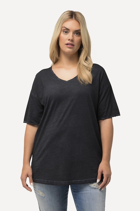 T-Shirt, cold dyed, Oversized, V-Ausschnitt, Halbarm