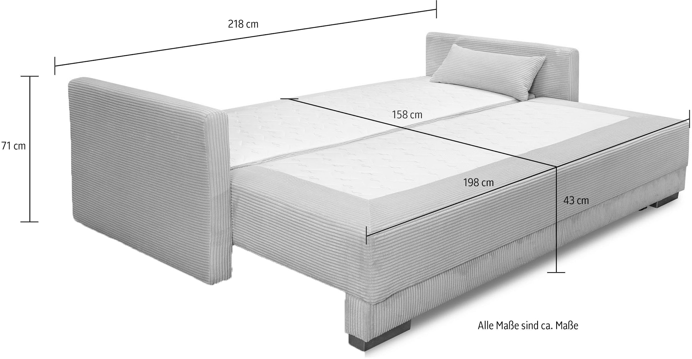 INOSIGN Schlafsofa »Andrea« mit Boxspringaufbau, Bettfunktion & Bettkasten, Dauerschlafsofa