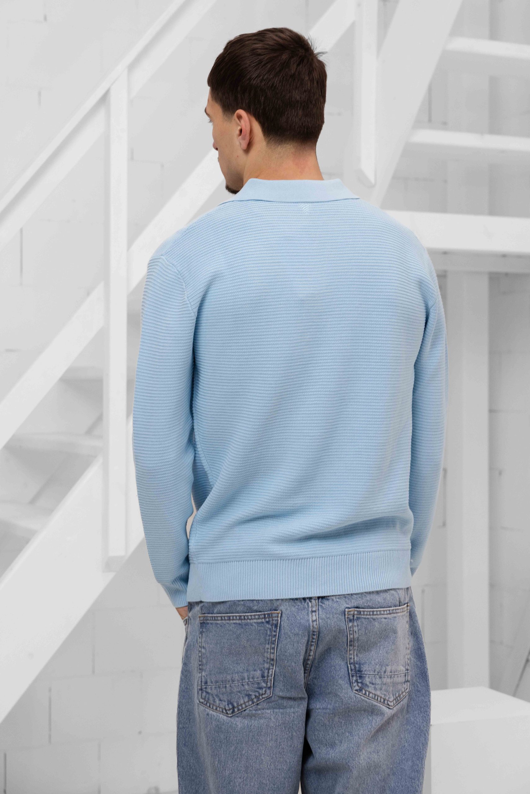 Pure Path Own The Journey Knitwear Polo Sweater Heren Lichtblauw
