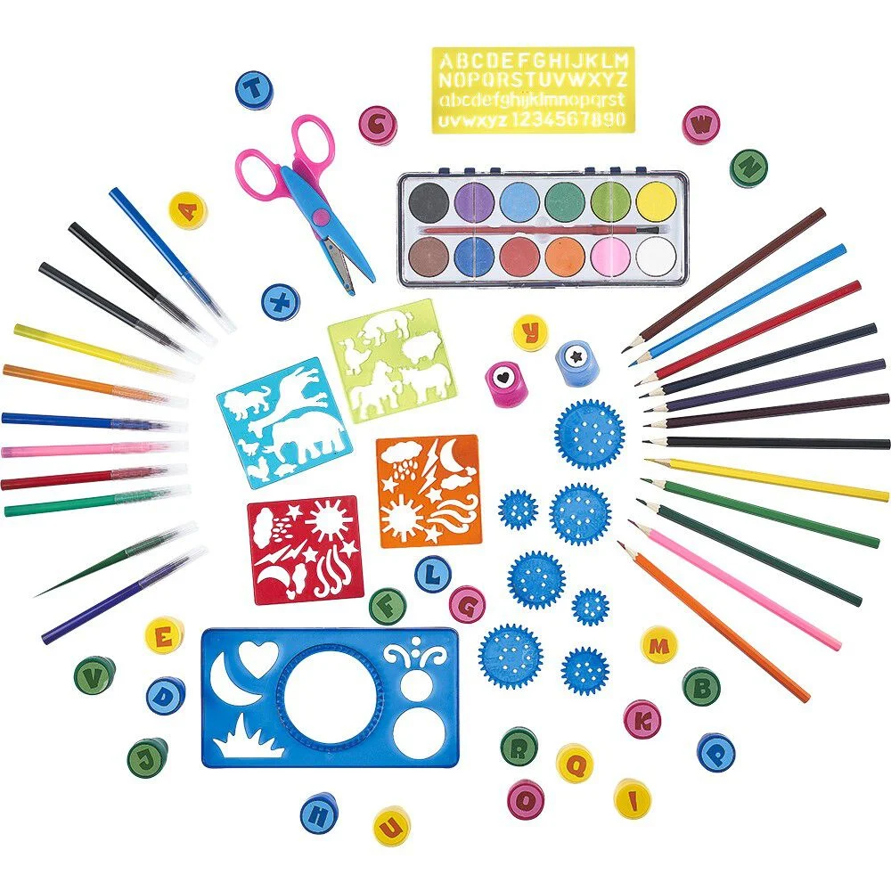 Kit créatif dessin mandala pochoir gommette tampon