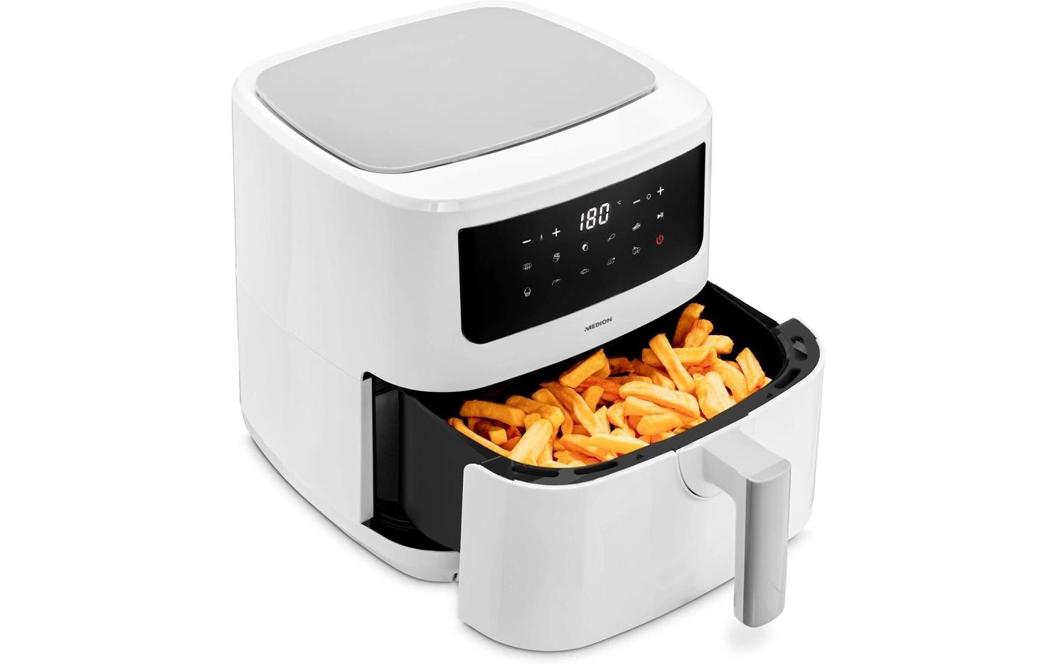 Heissluft-Fritteuse MD 11750 7.2 l, WeissFritteuse mit hochwertiger Corflon-Ultra-Antihaftbeschichtung