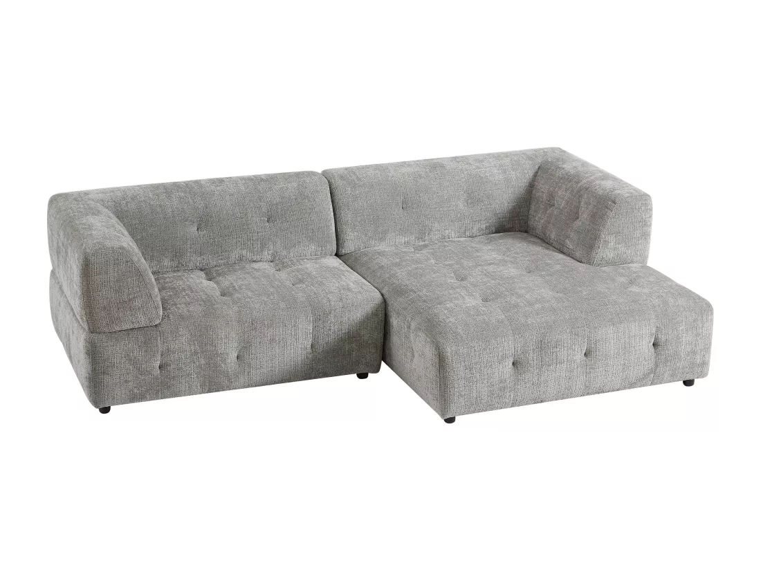 Canapé d'angle droit en tissu texturé gris NOSAVO