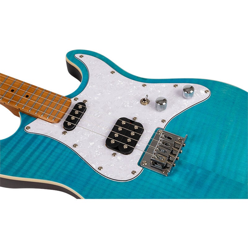 Flight Rock Series Pathfinder Baritone Ocean Blue elektrische solid body ukelele met gigbag