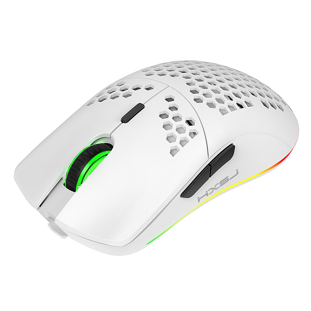 Optische Wireless Gaming Maus mit 3600 DPI   USB Dongle mit RGB LED Beleuchtung - Weiss