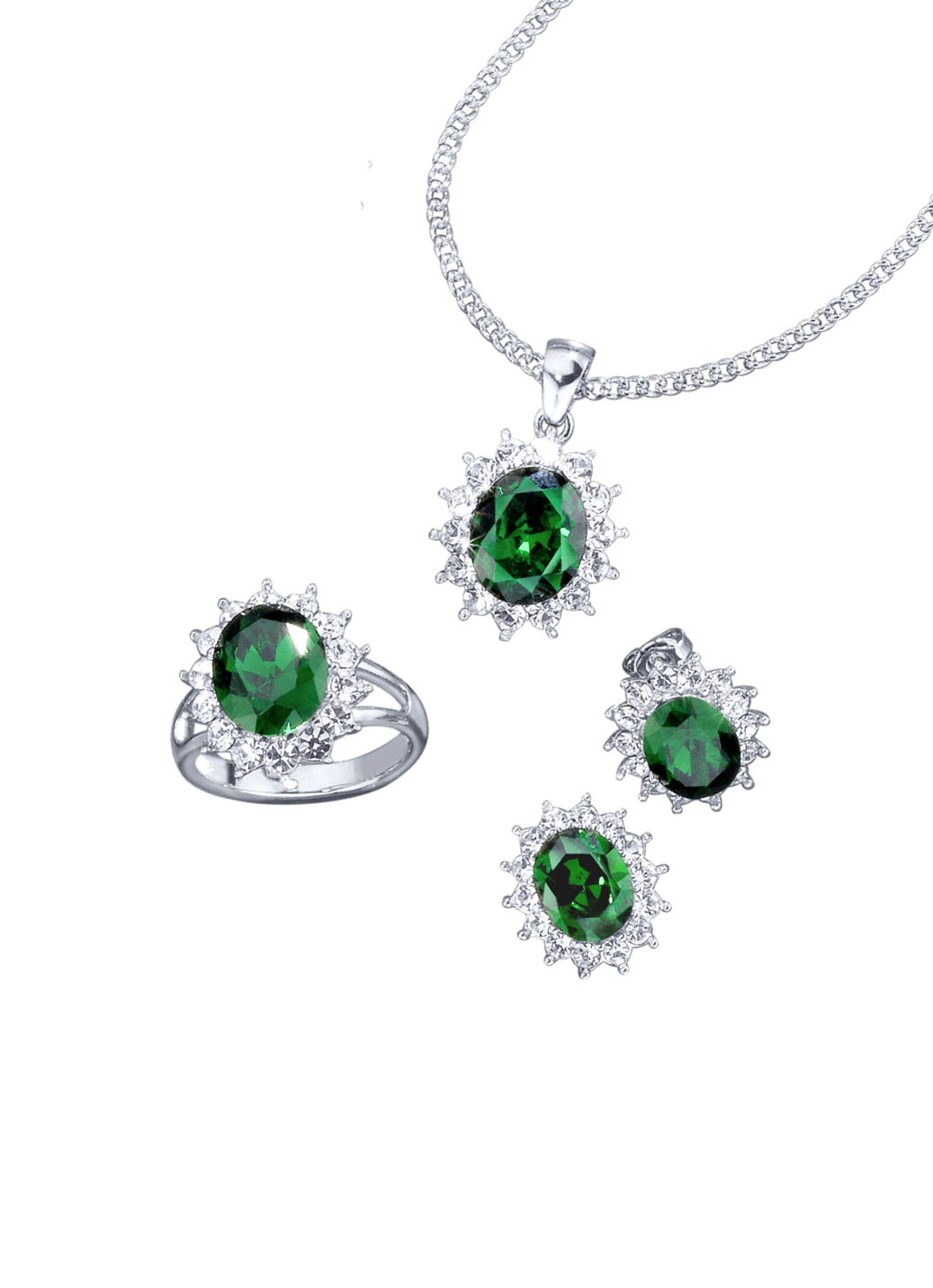 Schmuck-Set, 4-teilig mit Weißgoldauflage