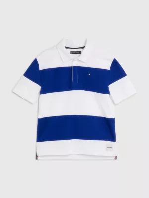 Polo de tecido atoalhado com blocos de cores