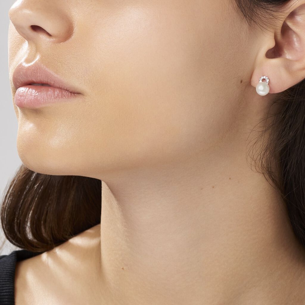 Boucles D'oreilles Pendantes Lilio Argent  Perle De Culture Et Oxyde