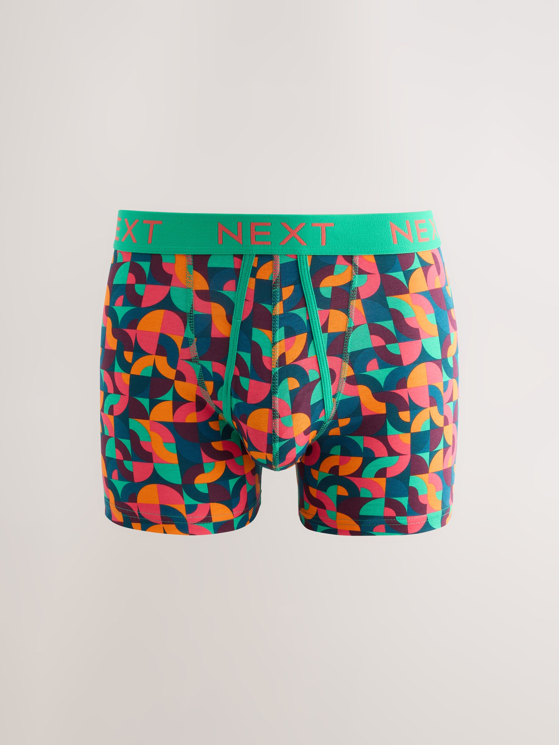 Helder Blauw/Oranje/Paars Cirkel Geo Print - Boxershorts met A-voorkant