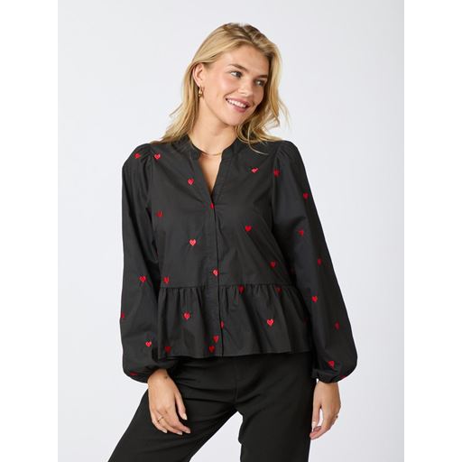 Neo Noir Savoy Hearts Bluse, Black, 38