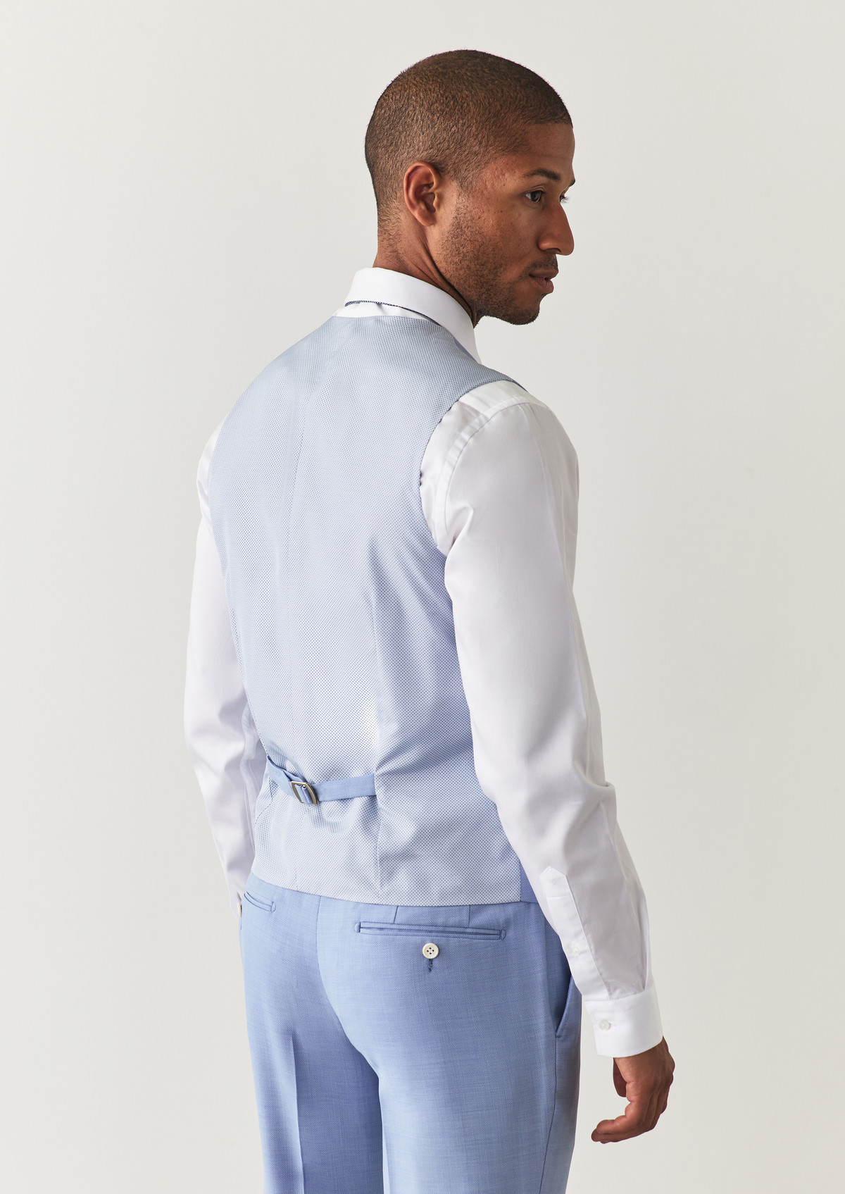 Gilet de costume en laine unie bleu clair