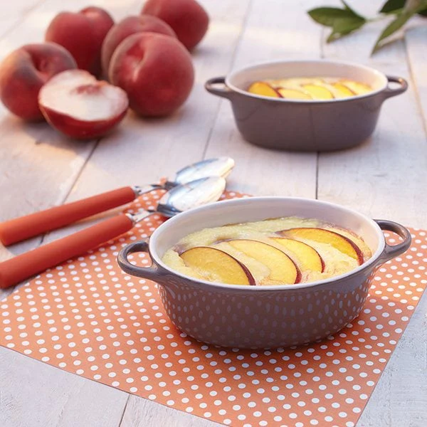 Set 4 petits plats à four individuels gris-taupe en céramique émaillée