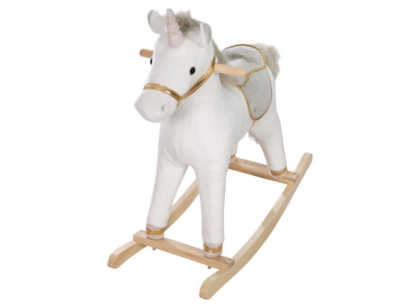 roba Schaukeltier Einhorn Gold/Grau/Weiss Schaukeleinhorn mit gepolstertem Sattel und Zaumzeug