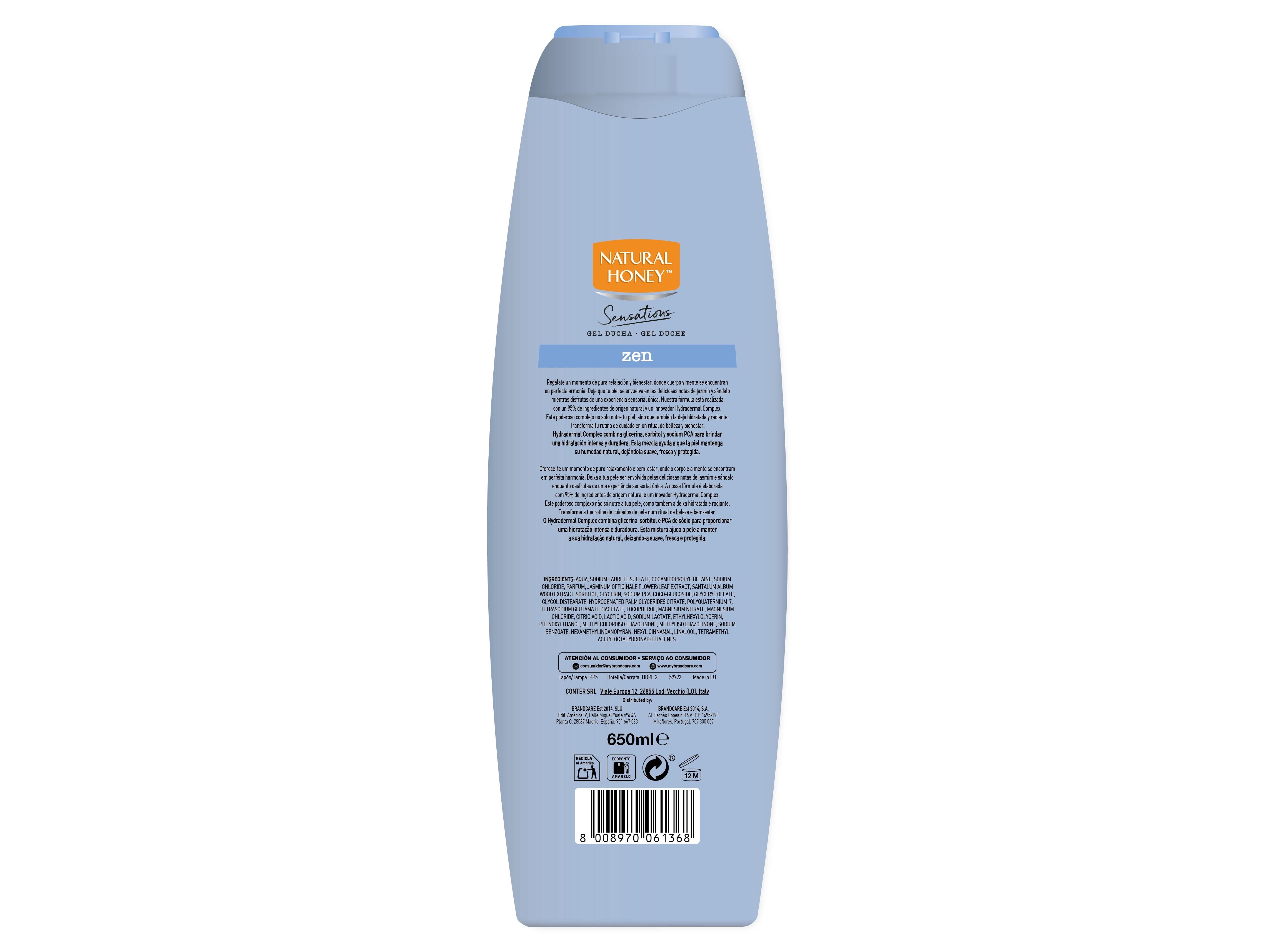 GEL DE BANHO NATURAL HONEY SENSATIONS ZEN 650 ML