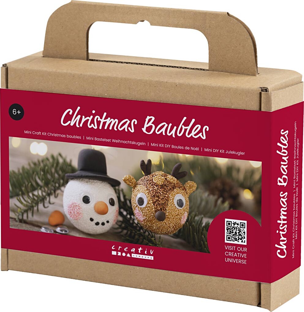 Mini Diy Kit Julekugler - Rensdyr Og Snemand