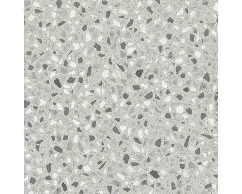 Porseleinen steengoed wand- en vloertegel Flakemix Terrazzo lichtgrijs 60 x 60 x 0,9 cm mat gerectificeerd