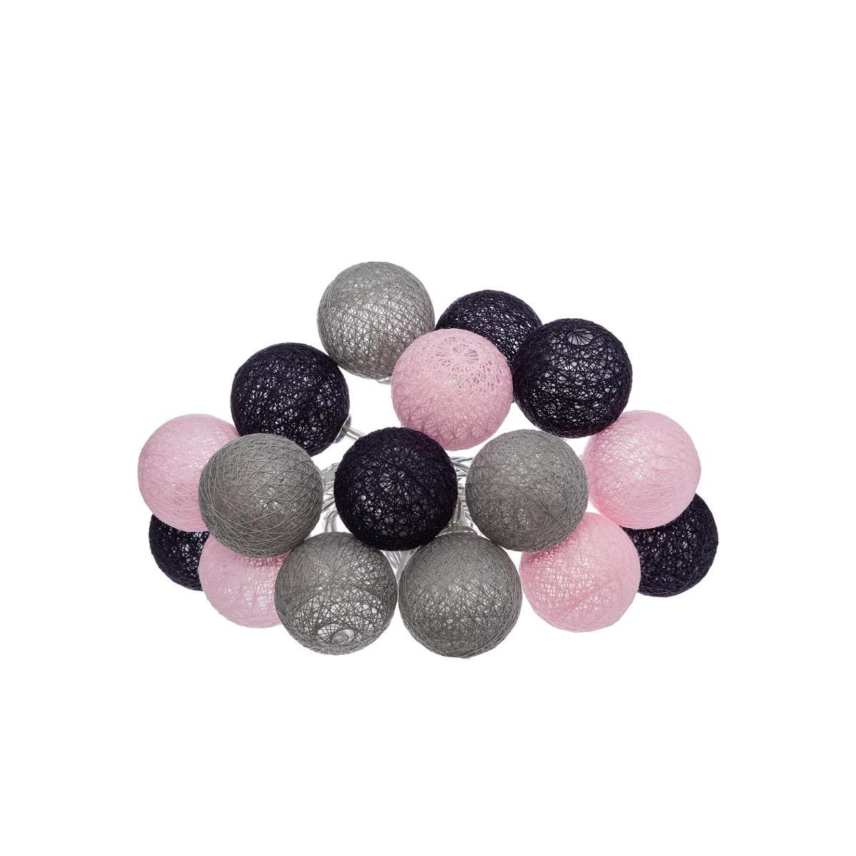 GUIRLANDE LED PILE 16 BOULES SMOKY D.3.5CM