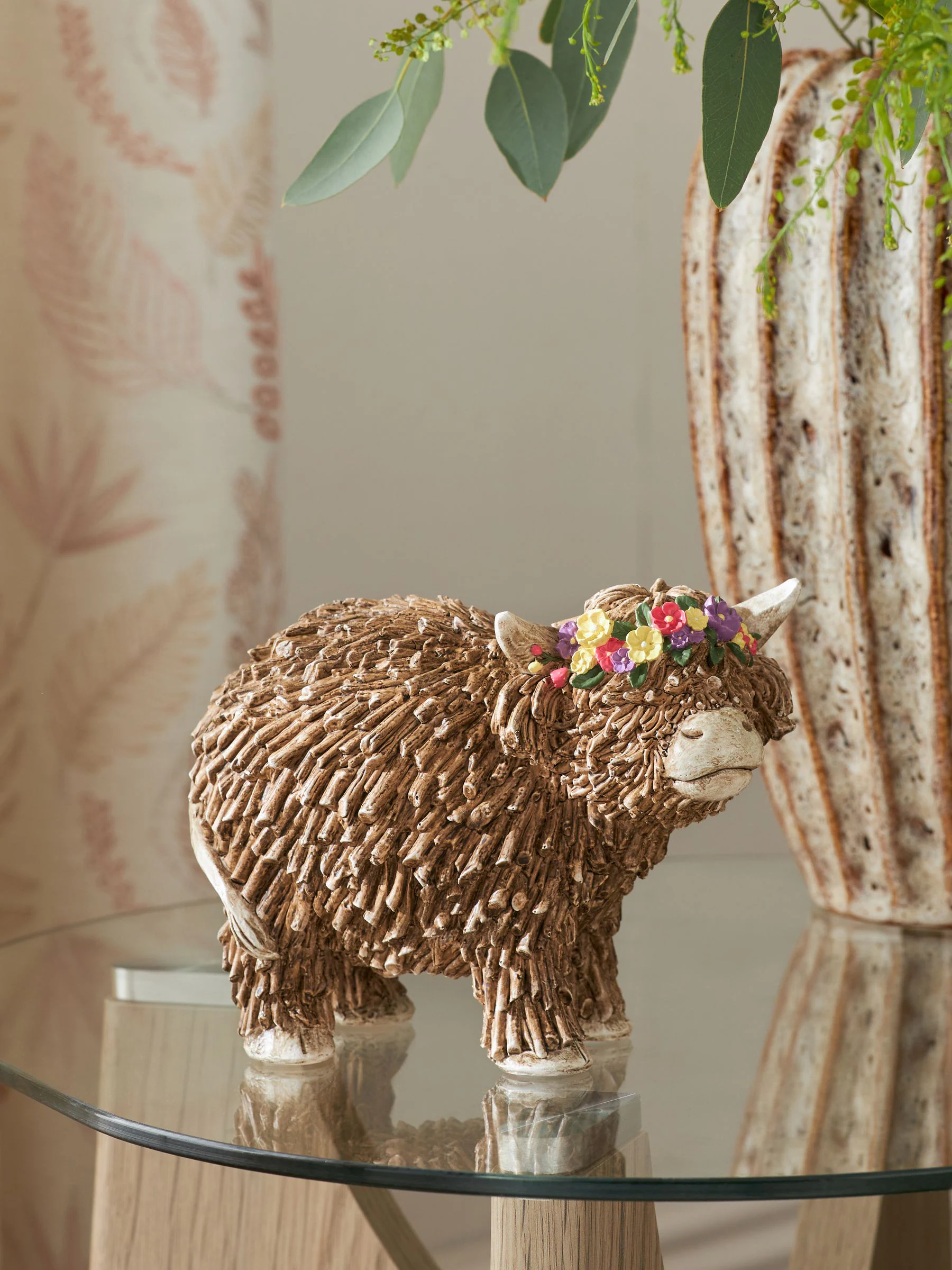 Hamish The Highland Cow Ornament With Floral Crown