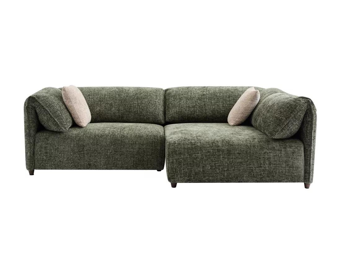 Canapé angle droit en tissu texturé vert LOUSOPA de Maison Céphy