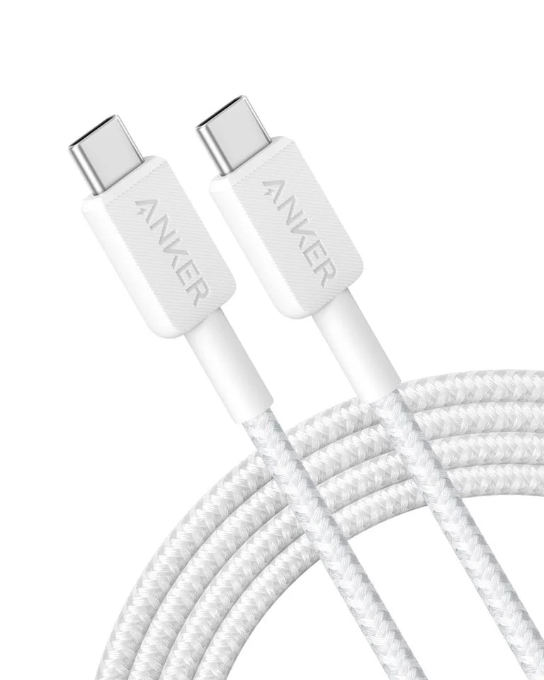 Anker - 322 USB-C til USB-C kabel Nylon, 1,8M, Hvid
