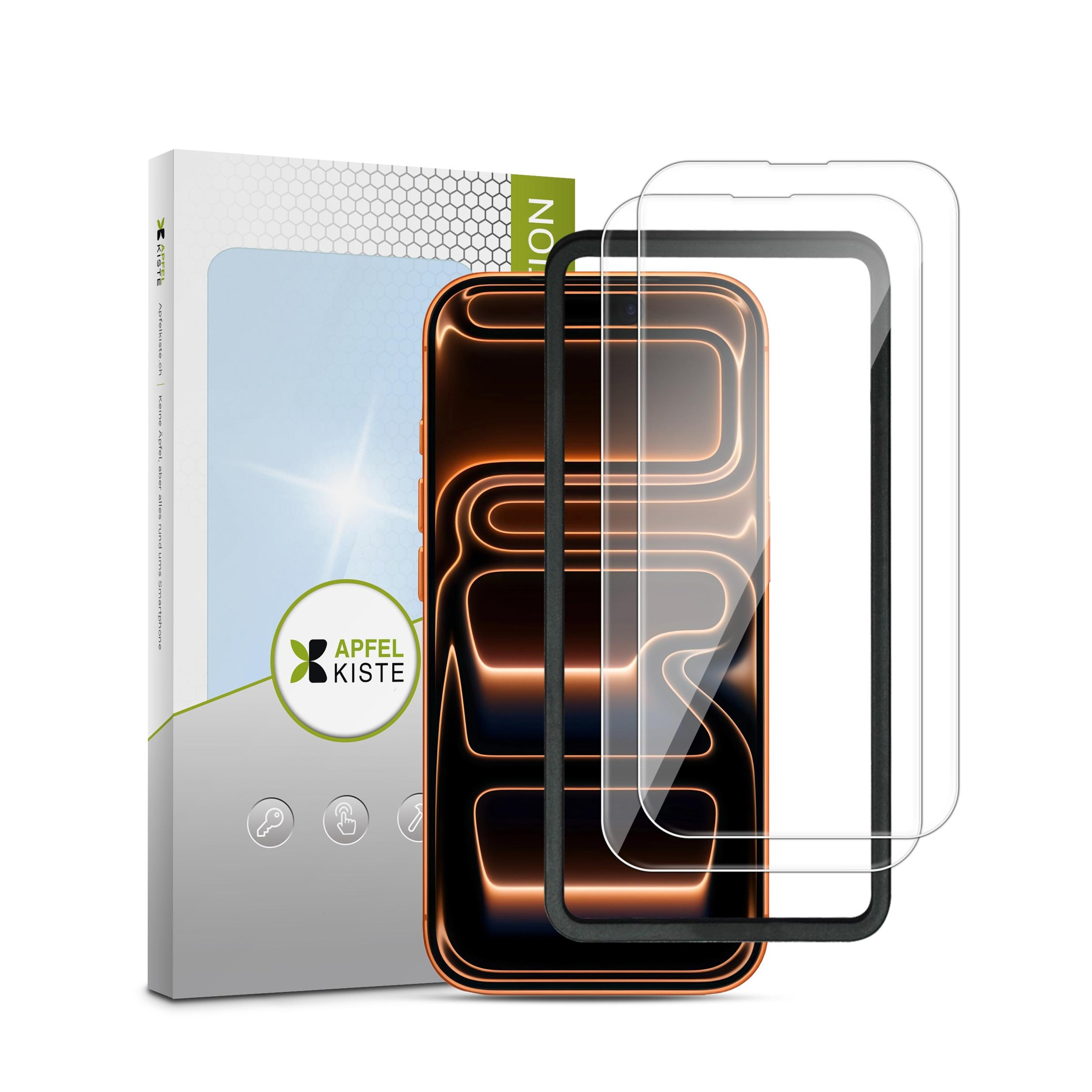 (2er Set) iPhone 17 Pro Max Panzer Glas Display   Montagerahmen Case Friendly