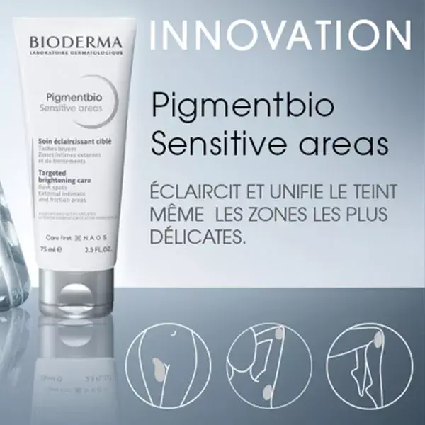 Bioderma Pigmentbio Sensitive Areas, crème éclairsissante anti taches visage et corps 75ml