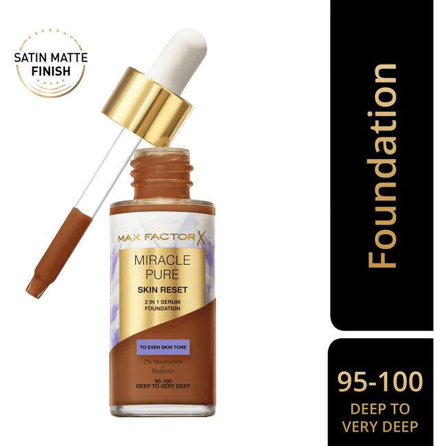 Max Factor Miracle Pure Serum Foundation 95-100 Deep To Very Deep 30 ML